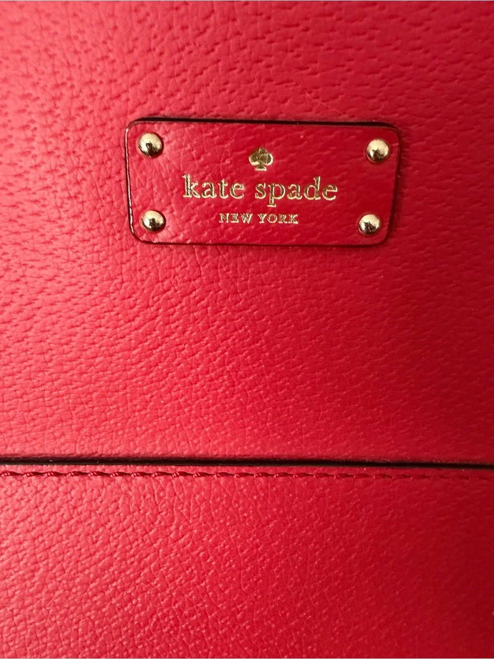 Kate Spade New York Red Pebbled Leather Satchel Tote Bag - Picture 5 of 8